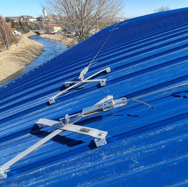  Standing seam metal roof with certified anchor points for fall protection