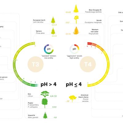 Wood species classified by pH: impact on corrosion and use in service class 3 
