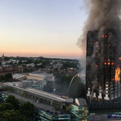  Grenfell Tower after fire event in London