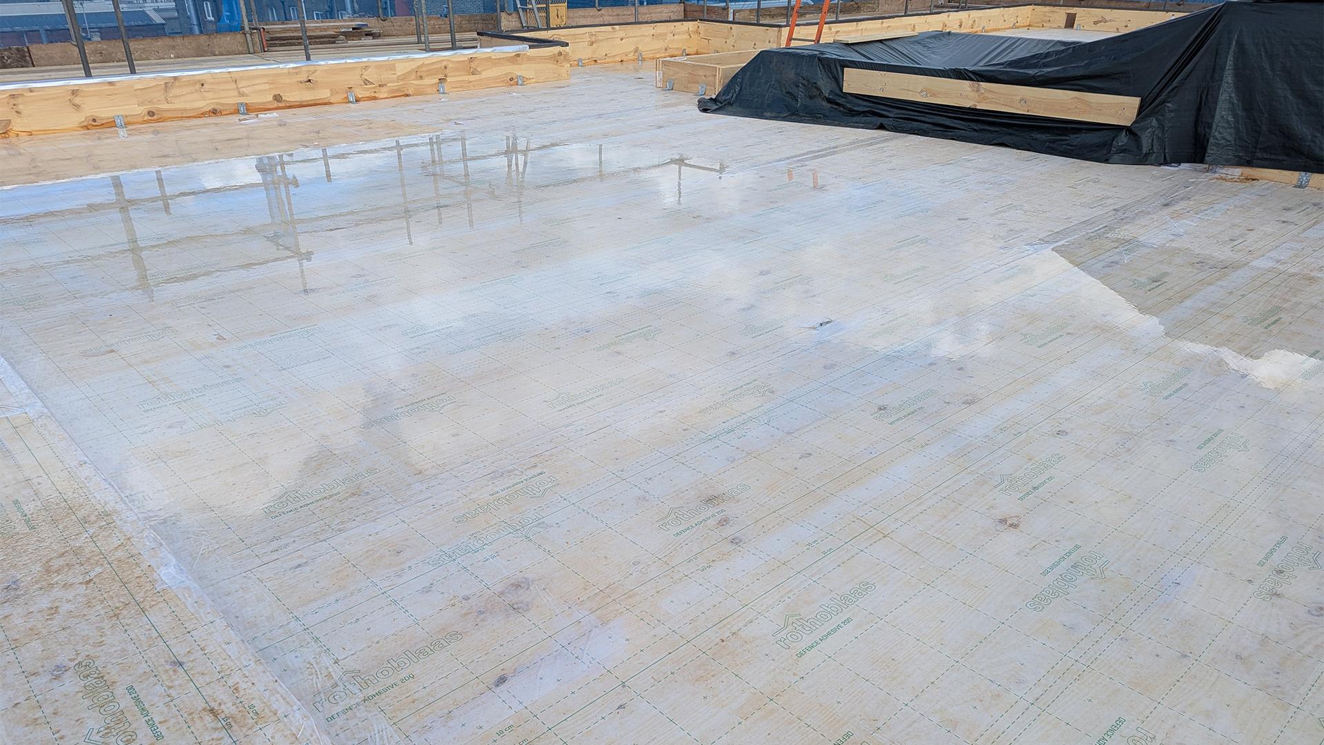 Royalty Studios, waterproof protection applied on CLT floor