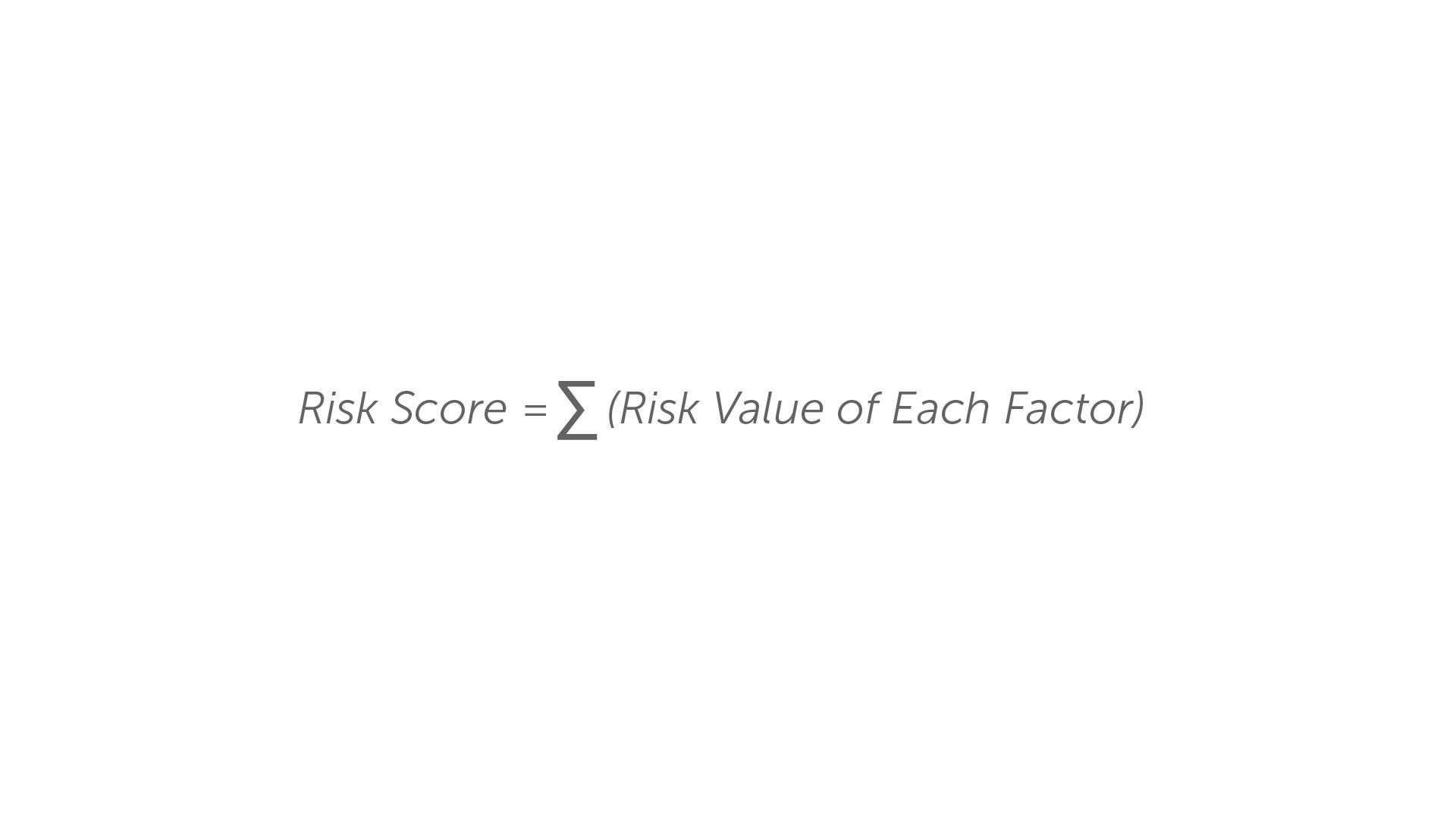Risk Evaluation Matrix formula: the total of the risk values assigned to each factor