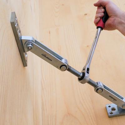 GEKO panel puller used to join two mass timber elements at an edge joint during assembly. 