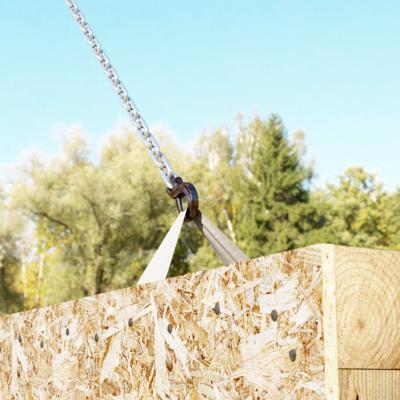 MANTIS reusable lifting strap installed in a timber frame wall panel during on-site handling and transport