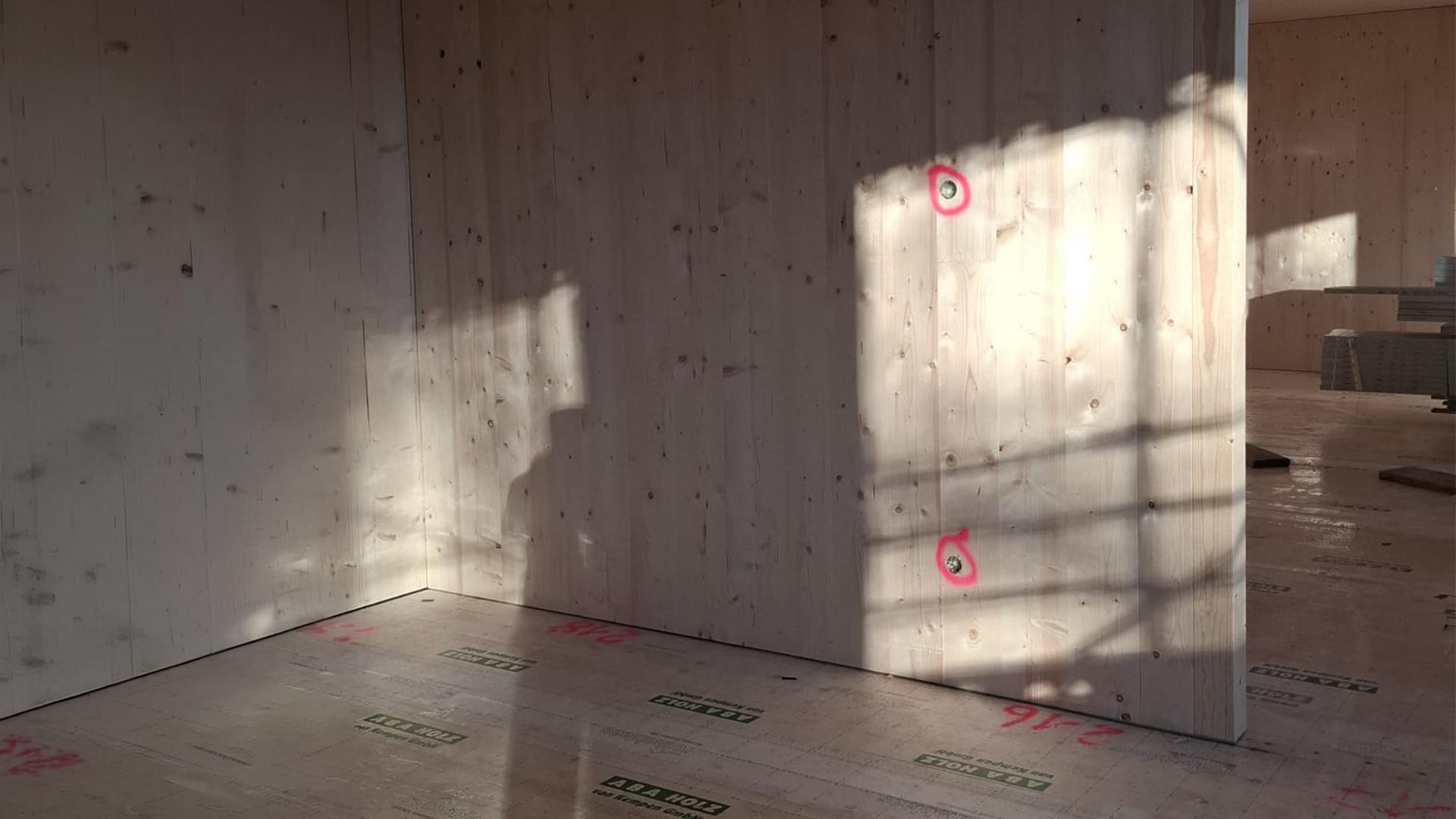 RING connectors pre-installed in CLT panels for fast on-site assembly