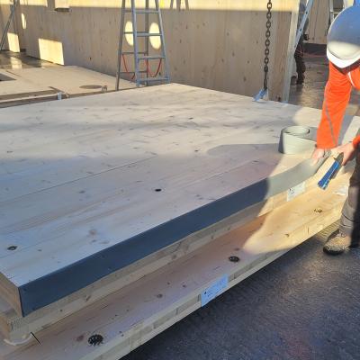 PIANO soundproofing profile installed in a CLT structure for acoustic performance