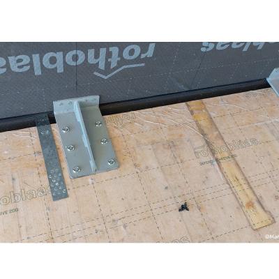 Rothoblaas structural connections and membrane detail in prefabricated timber facade for building retrofit