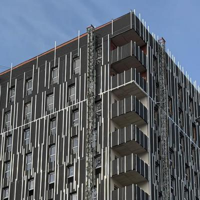 Completed ventilated façade protecting the building envelope of a multi-storey residential building