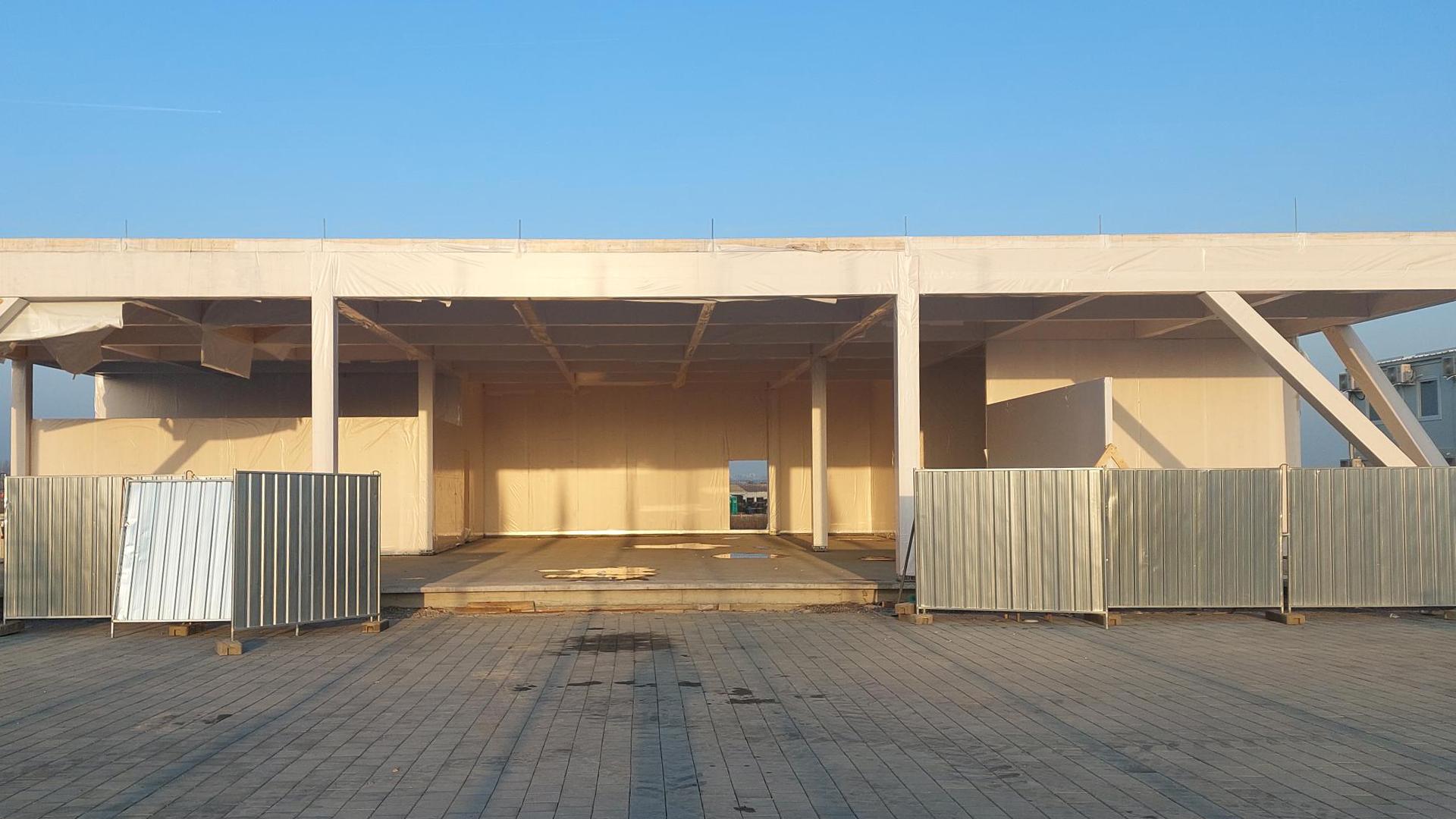 Prefabricated timber pavilion under construction for EXPO 2027 Belgrade
