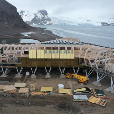 Timber prefabrication at the Arctowski Antarctic Station construction site in extreme climate conditions 