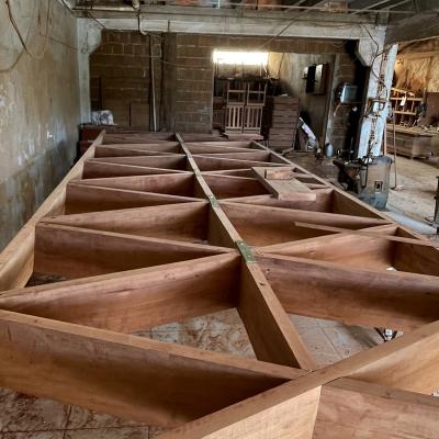 Massaranduba modular timber structure during prefabrication for the Modular Timber Boat in Brazil 