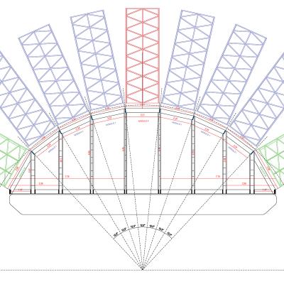 Modular timber construction diagram showing the assembly geometry of the Modular Timber Boat 
