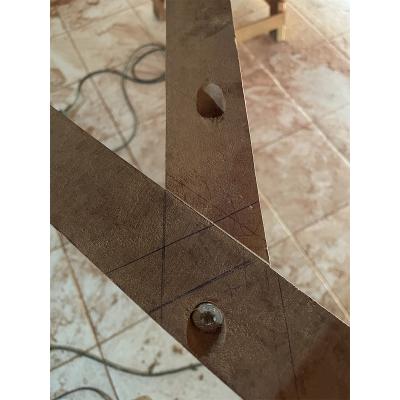 Close-up of a Massaranduba timber connection for the Modular Timber Boat in Brazil 
