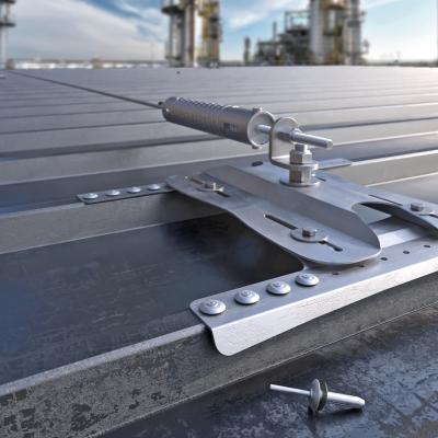 RIVO-sheet-metal-rivets-securing-a-lifeline-anchor-point-to-corrugated-metal-roofing