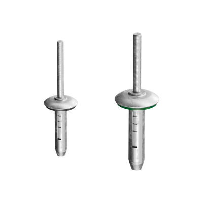 RIVO aluminium blind rivets with dome heads and EPDM washers, 6.3 and 7.7 mm diameters